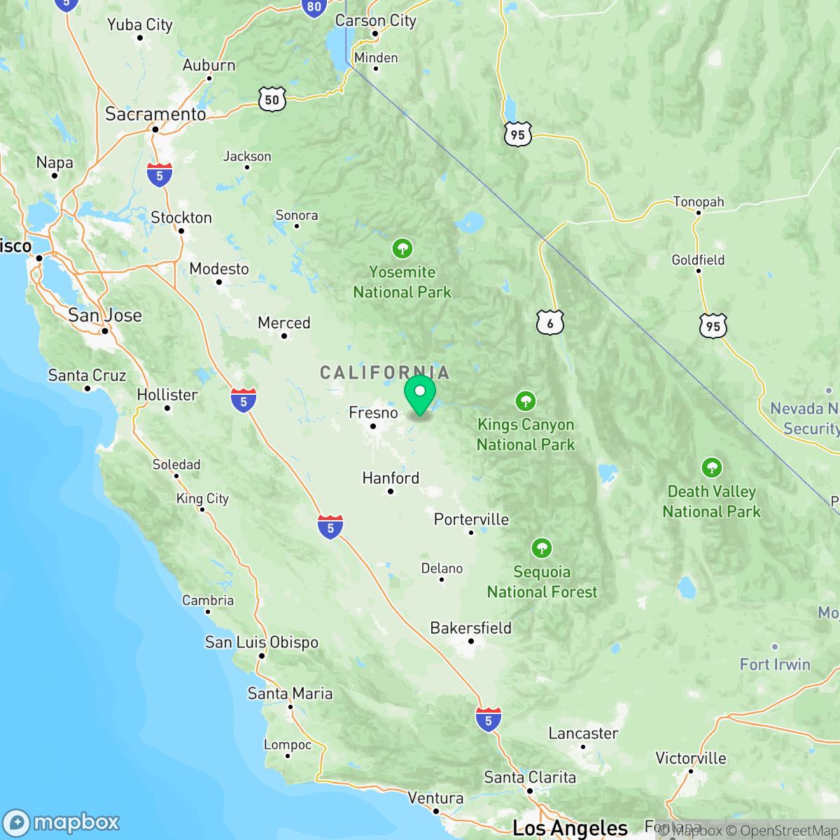 Map showing the location of California — coverage area