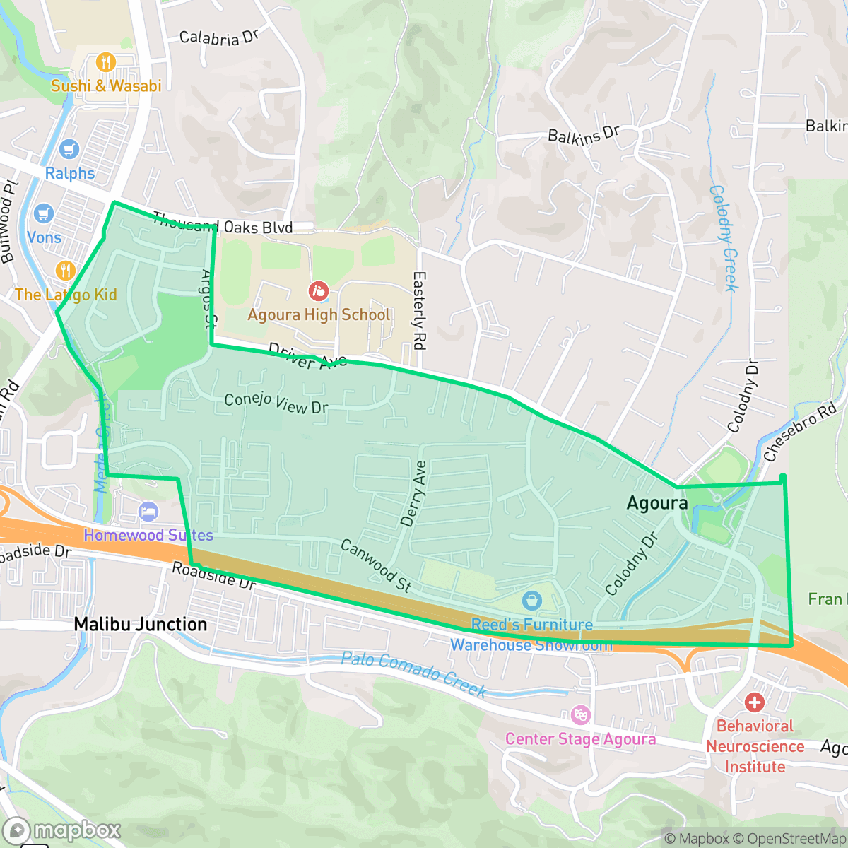 Map showing the location of East Agoura, Agoura Hills, CA