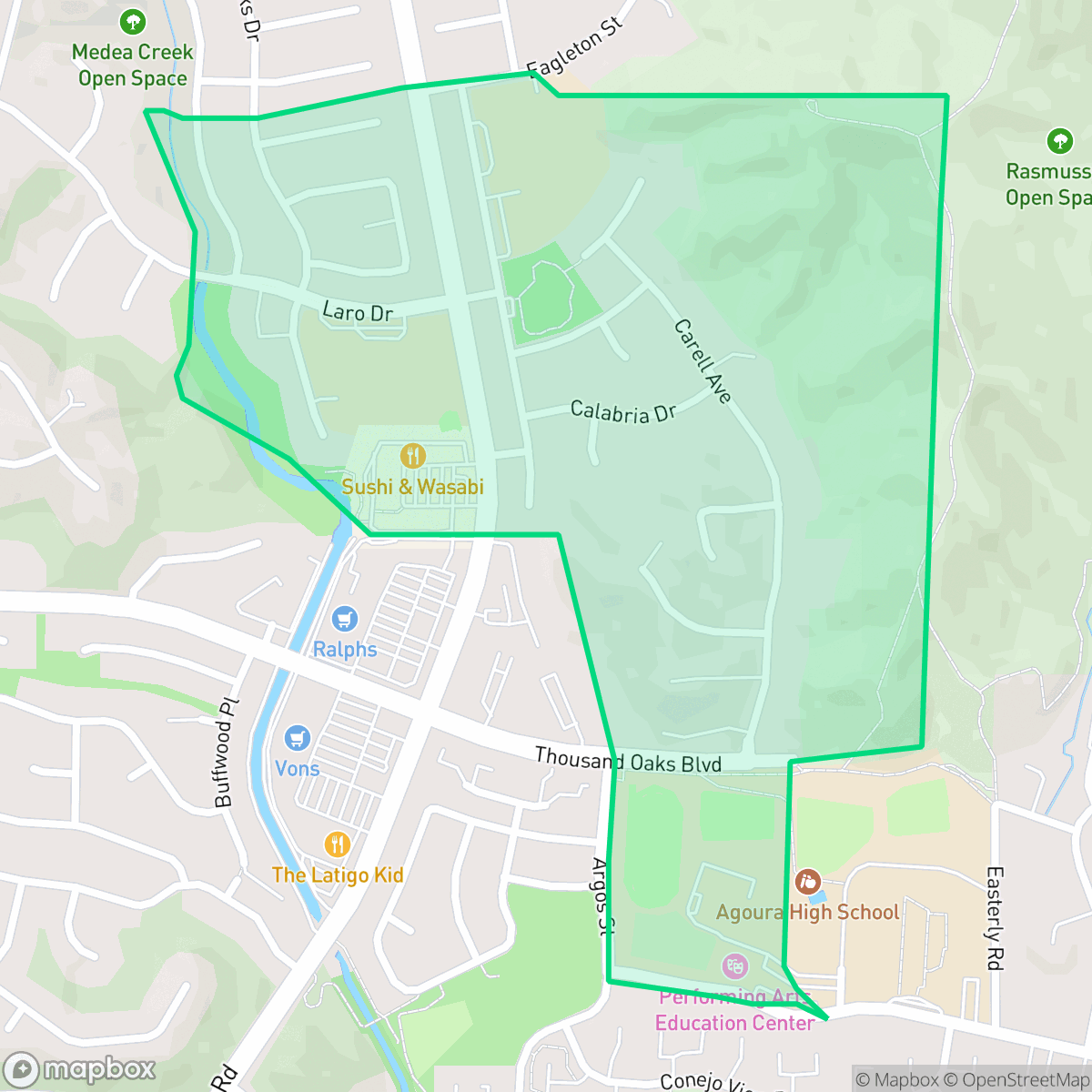 Map showing the location of Upper Downtown, Agoura Hills, CA