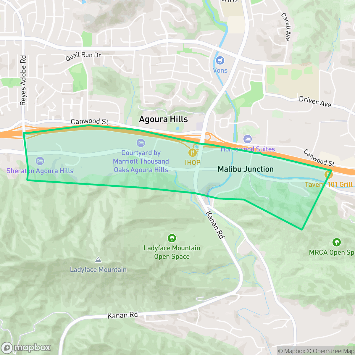 Map showing the location of Whizin's Row, Agoura Hills, CA