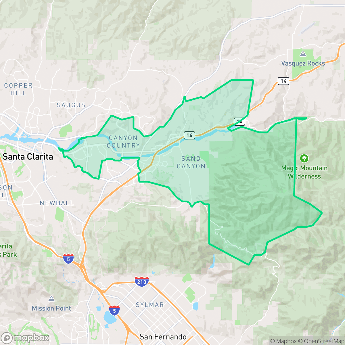 Map showing the location of Canyon Country, Agua Dulce, CA