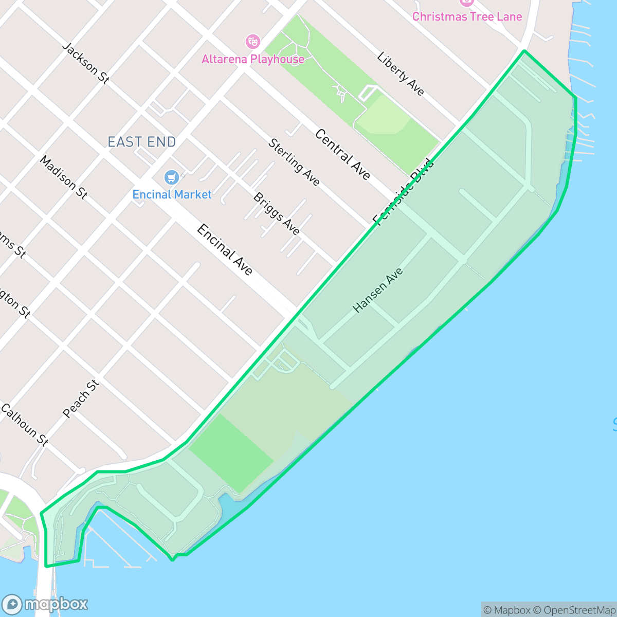 Map showing the location of East Shore, Alameda, CA