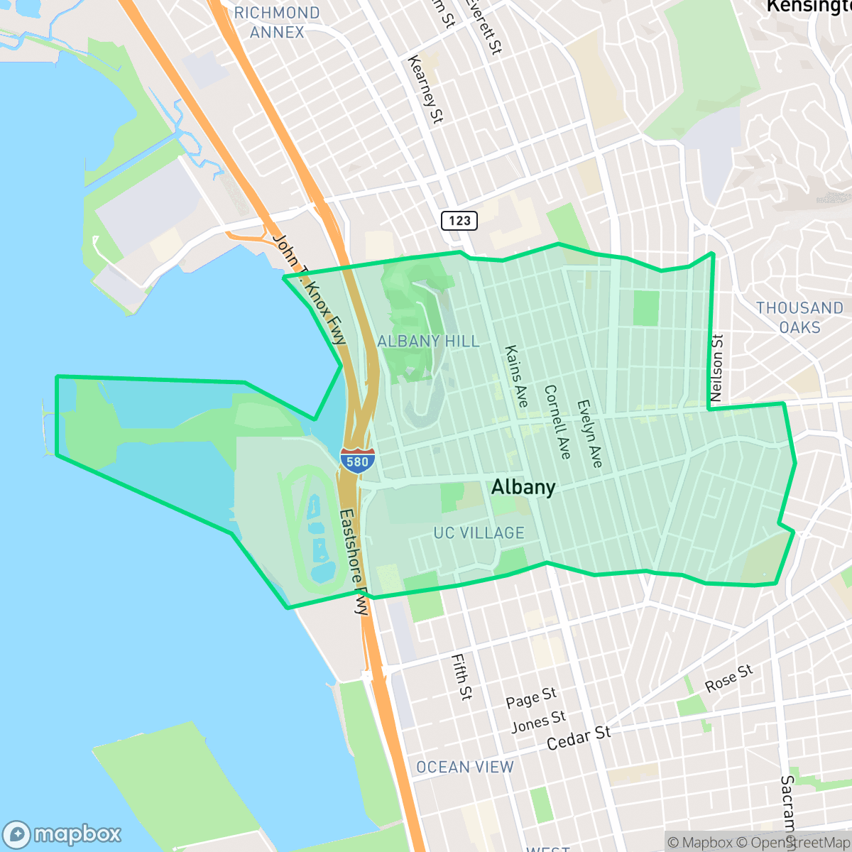 Map showing the location of Albany, CA — coverage area