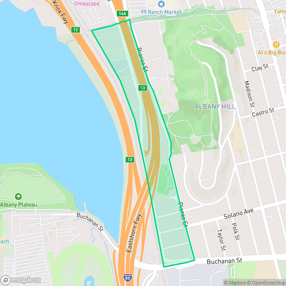 Map showing the location of East Shore, Albany, CA