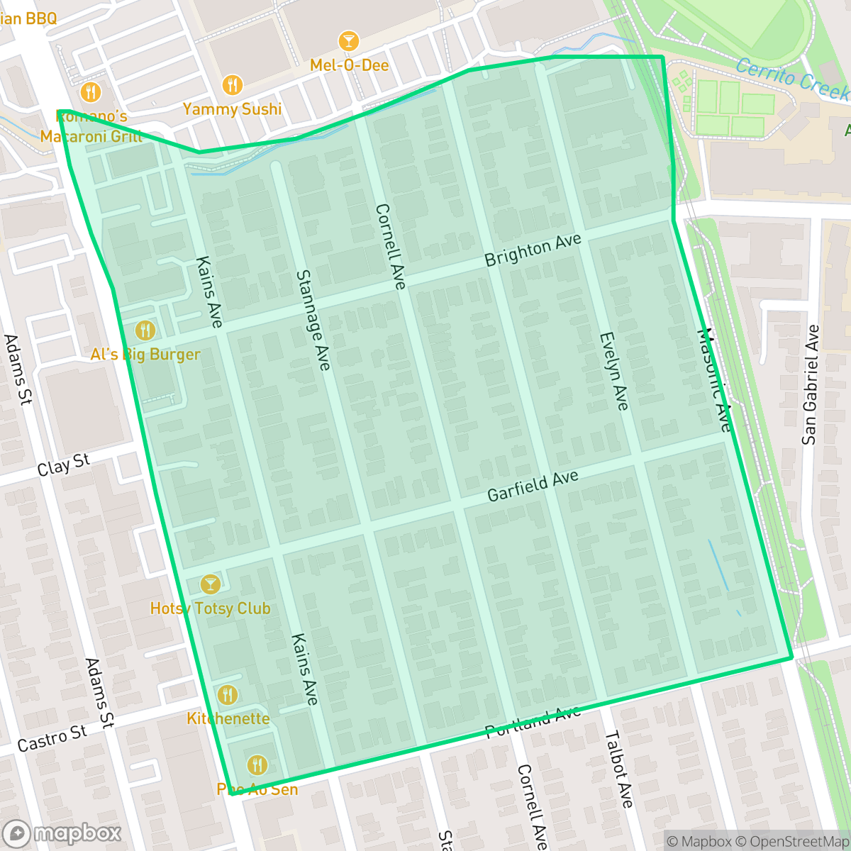 Map showing the location of Garfield, Albany, CA