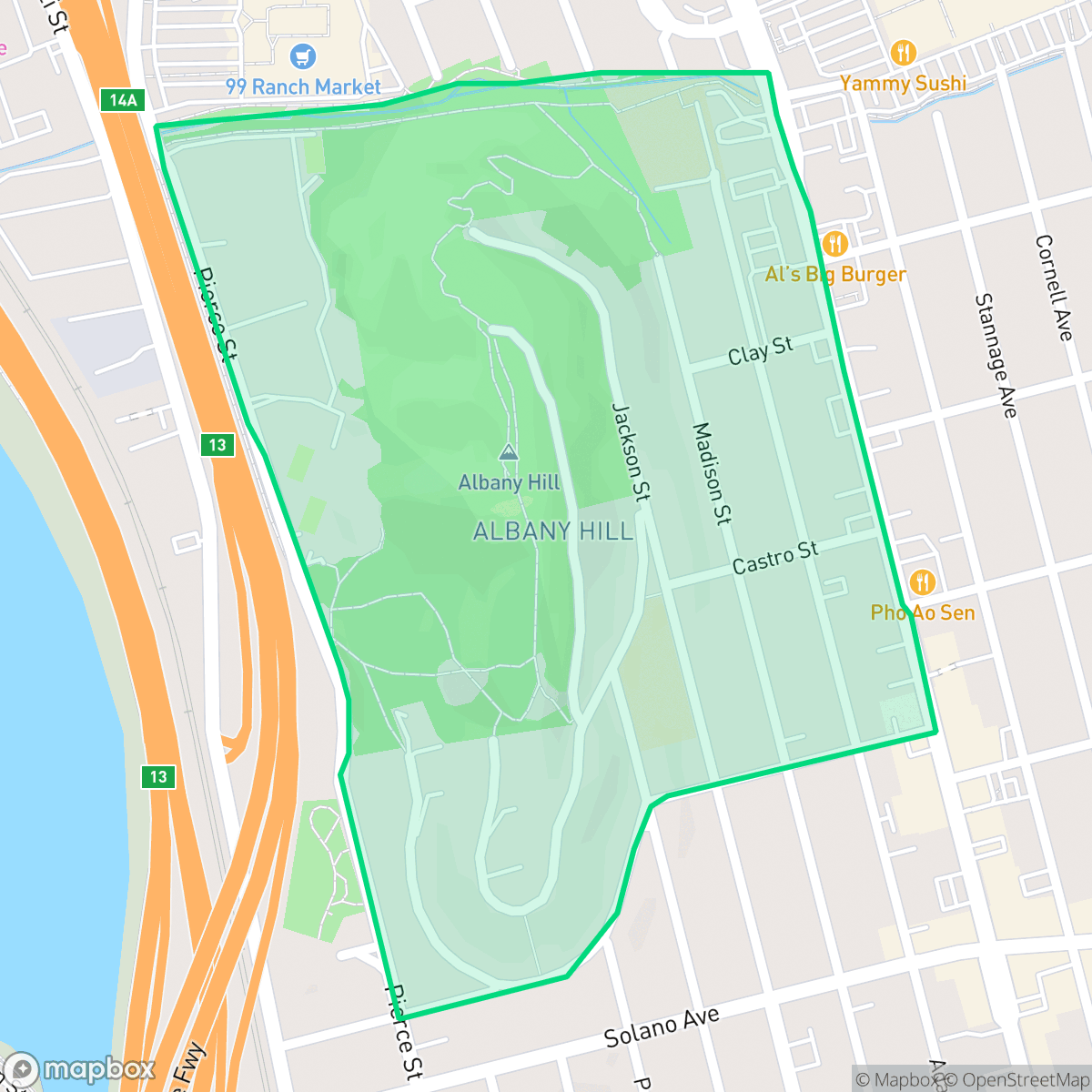 Map showing the location of Hillside, Albany, CA