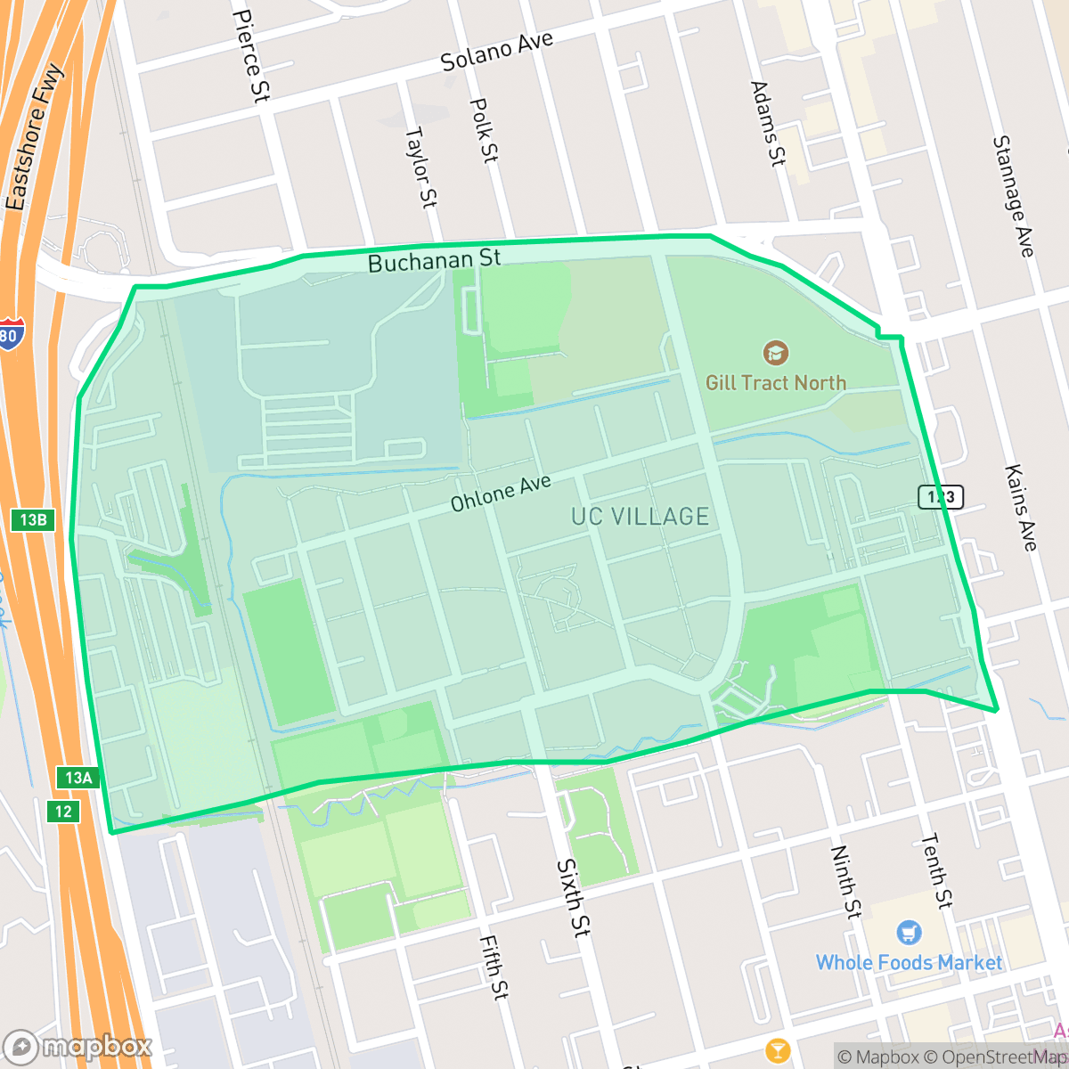 Map showing the location of Ocean View, Albany, CA