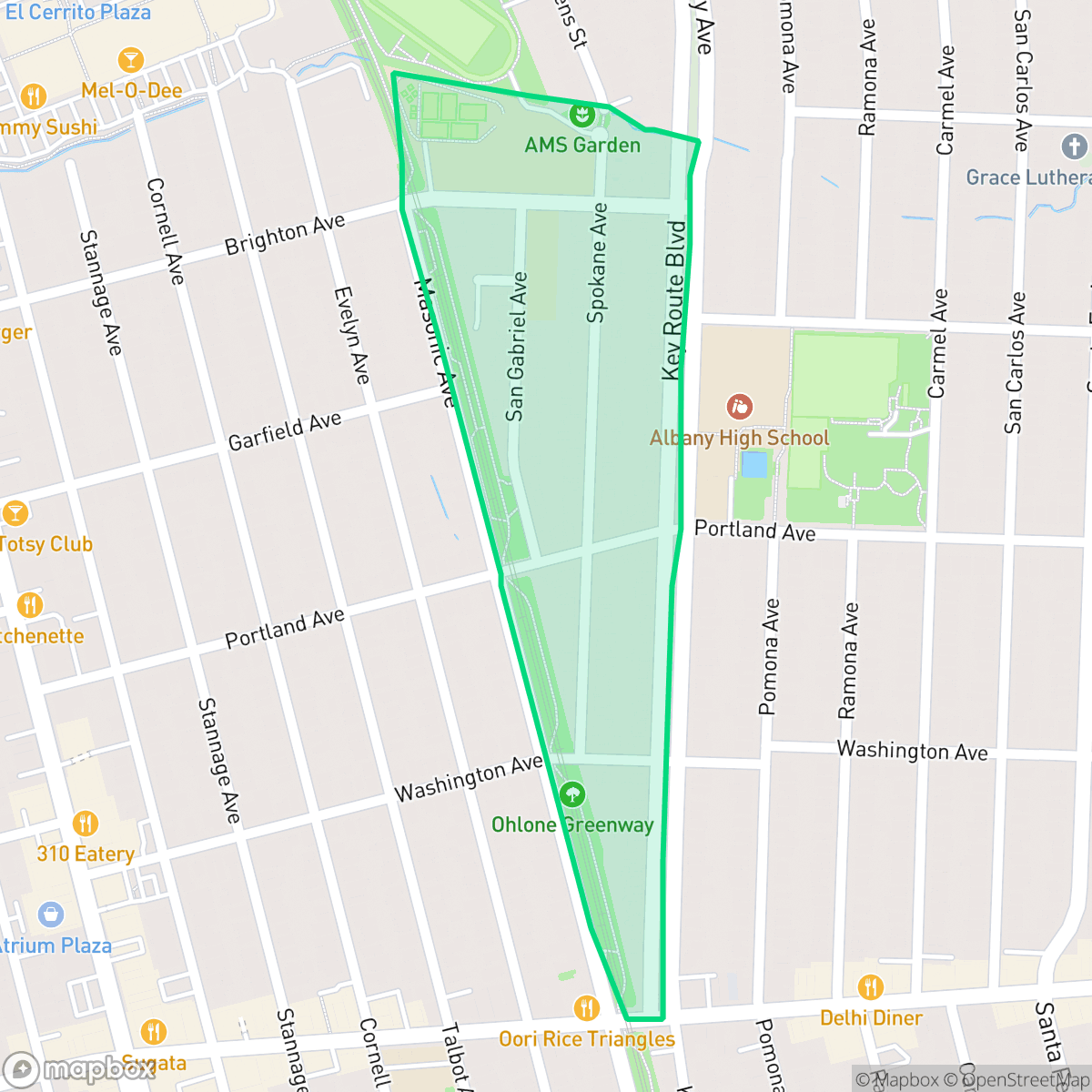 Map showing the location of San Gabriel Triangle, Albany, CA