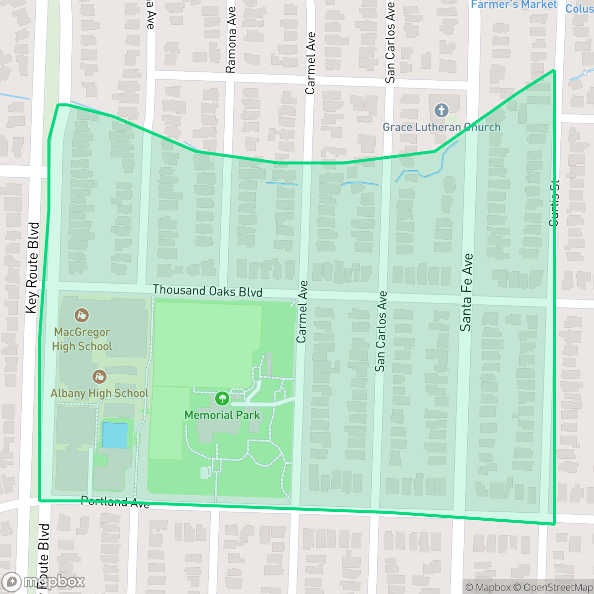 Map showing the location of Thousand Oaks, Albany, CA