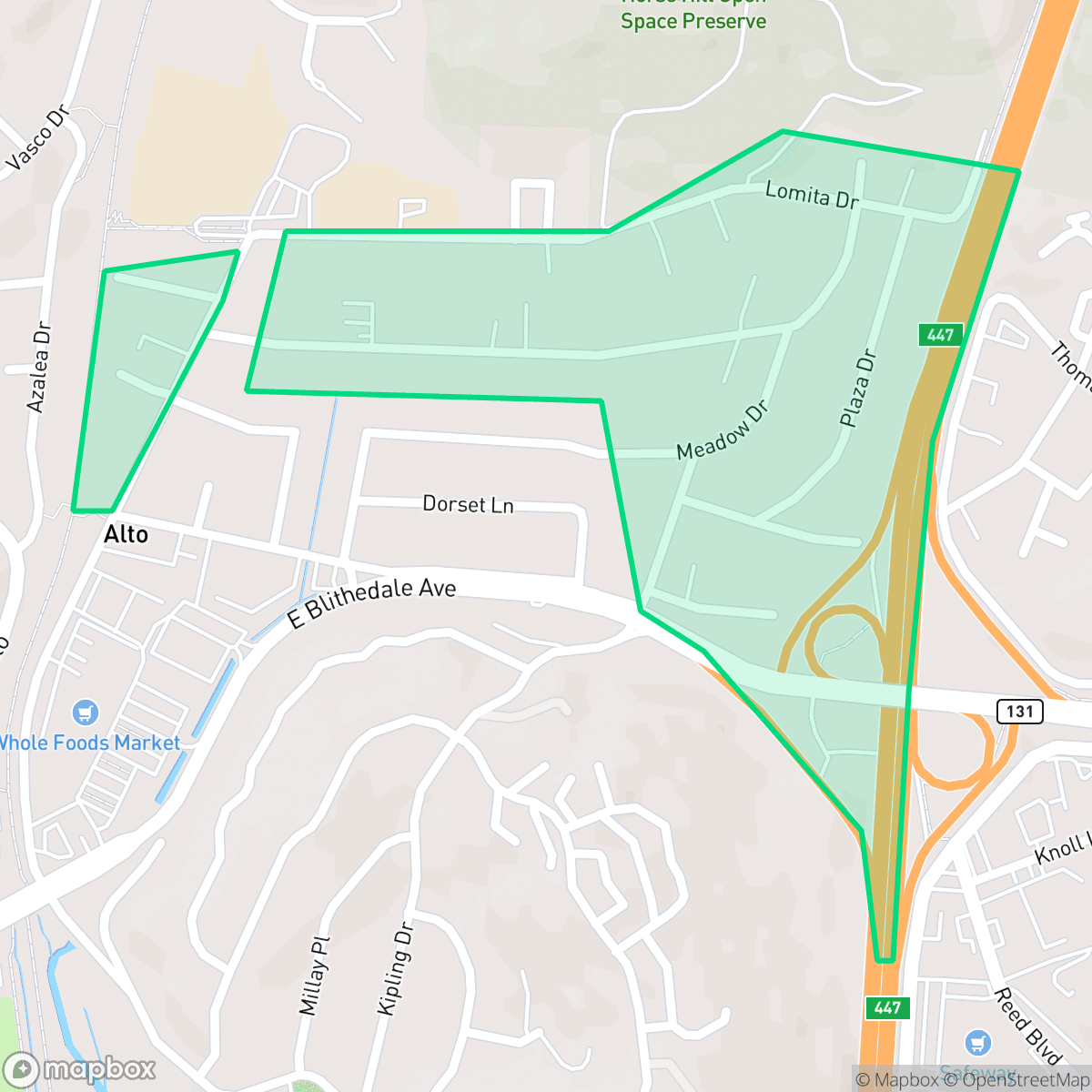 Map showing the location of Alto, CA — coverage area
