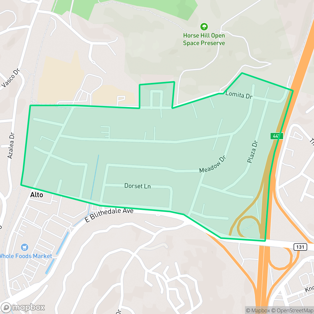 Map showing the location of Alto, Alto, CA