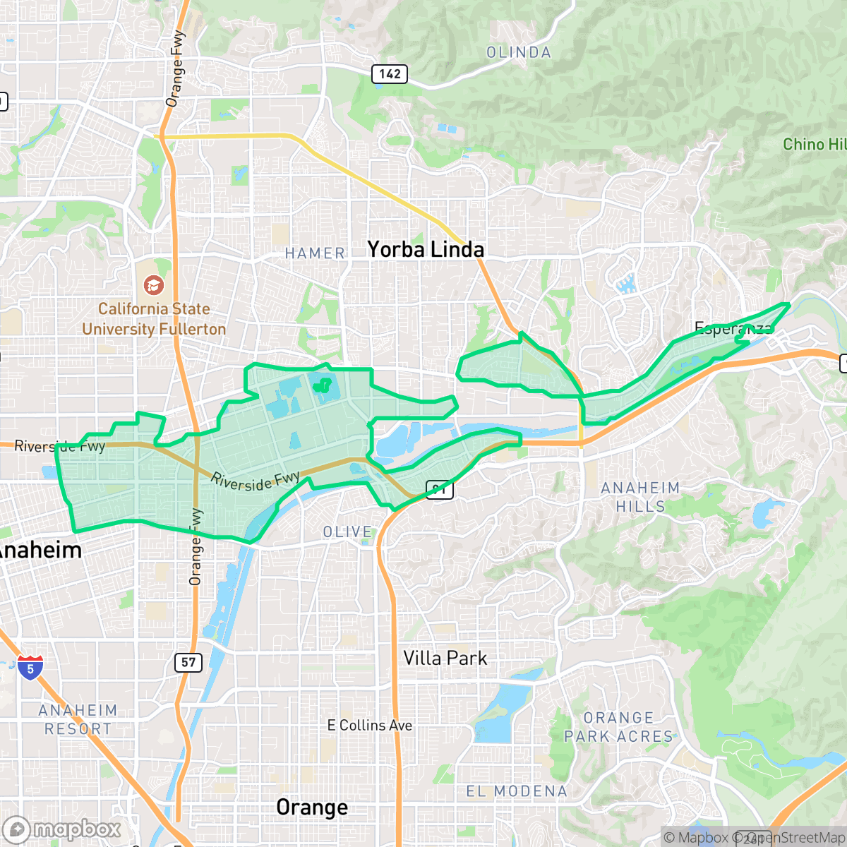 Map showing the location of Northeast Anaheim, Anaheim, CA