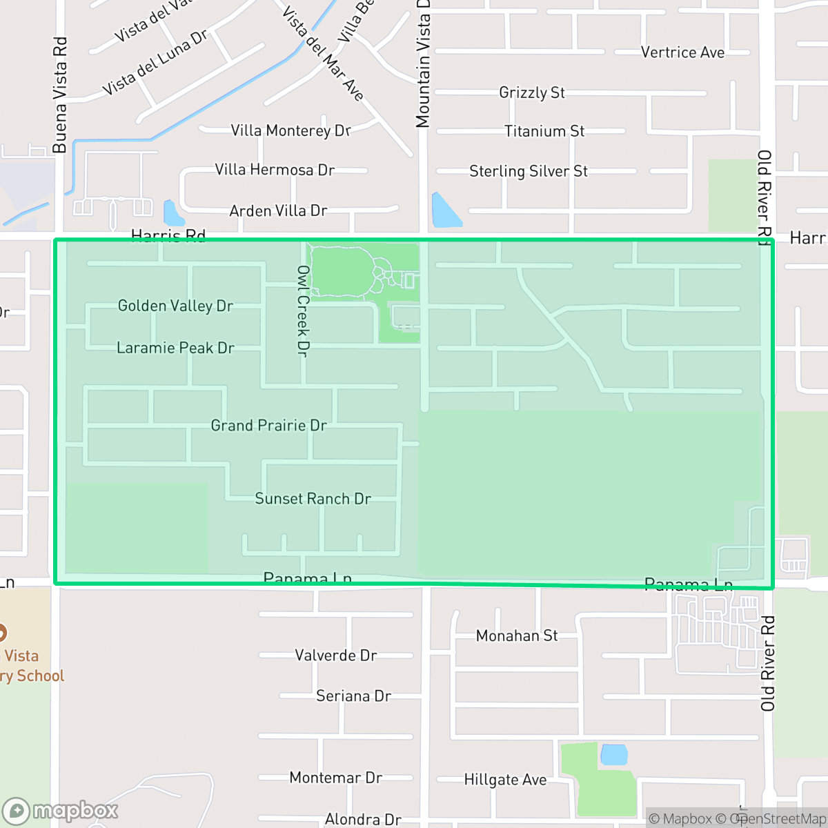 Map showing the location of Artisan, Bakersfield, CA