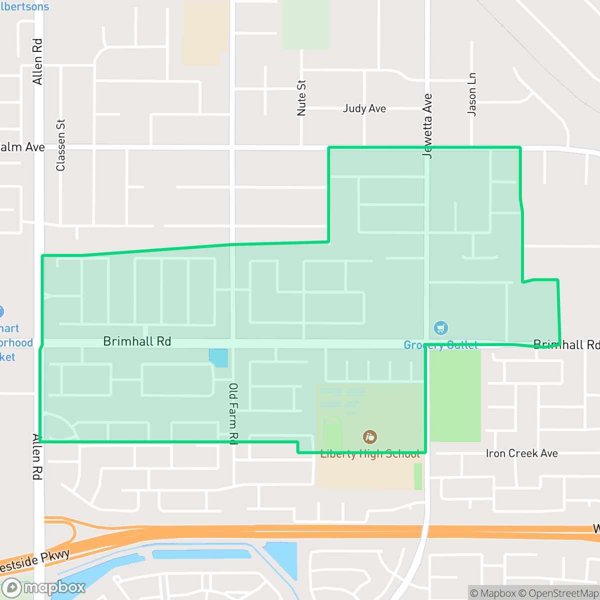 Map showing the location of Brimhall Estates, Bakersfield, CA
