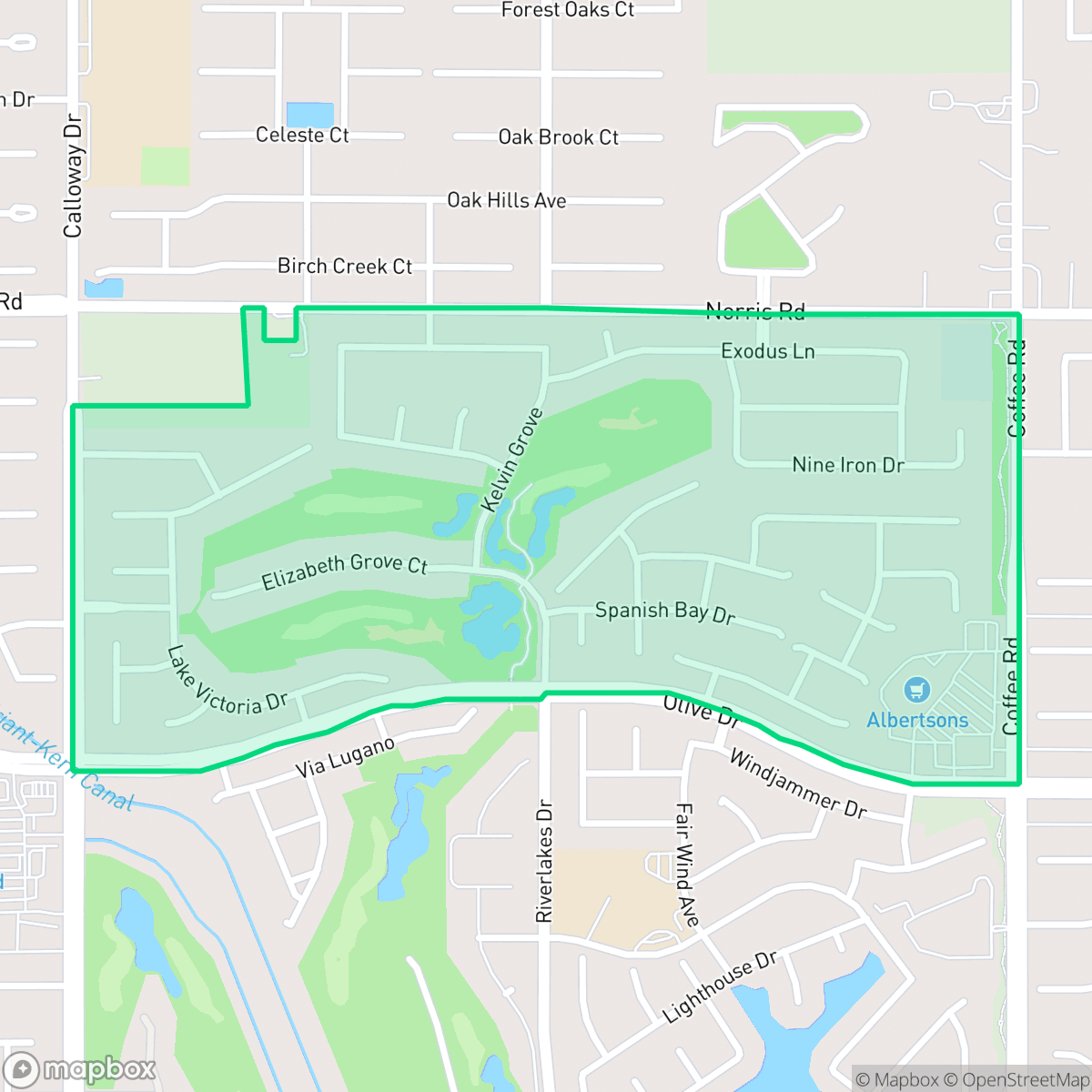 Map showing the location of Eagle Ranch, Bakersfield, CA