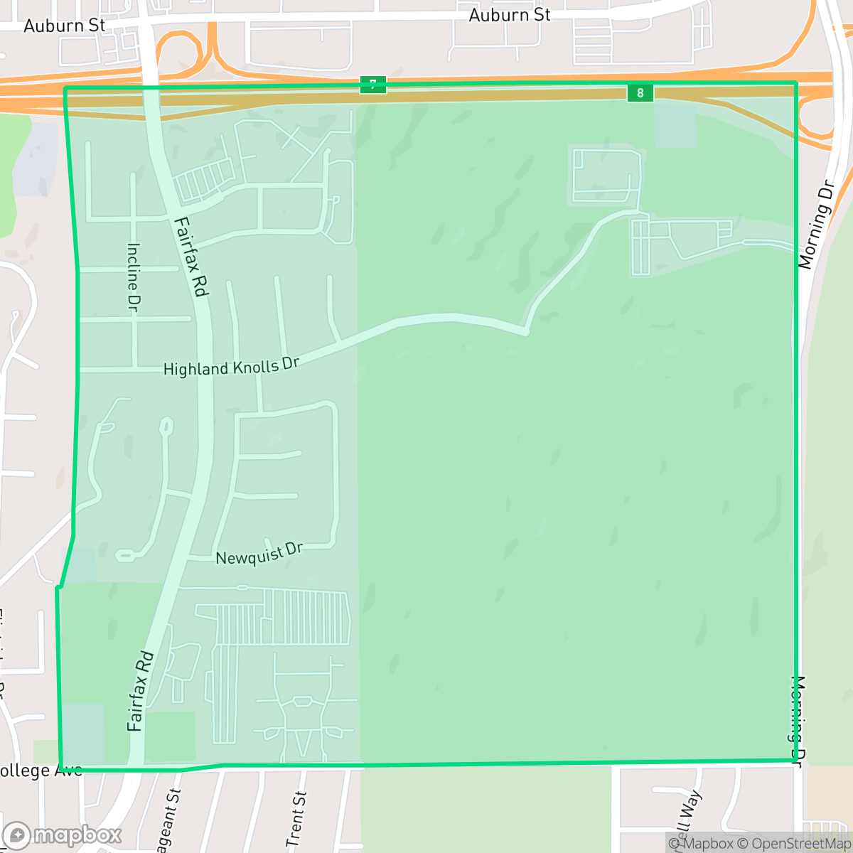 Map showing the location of Eastridge Estates, Bakersfield, CA