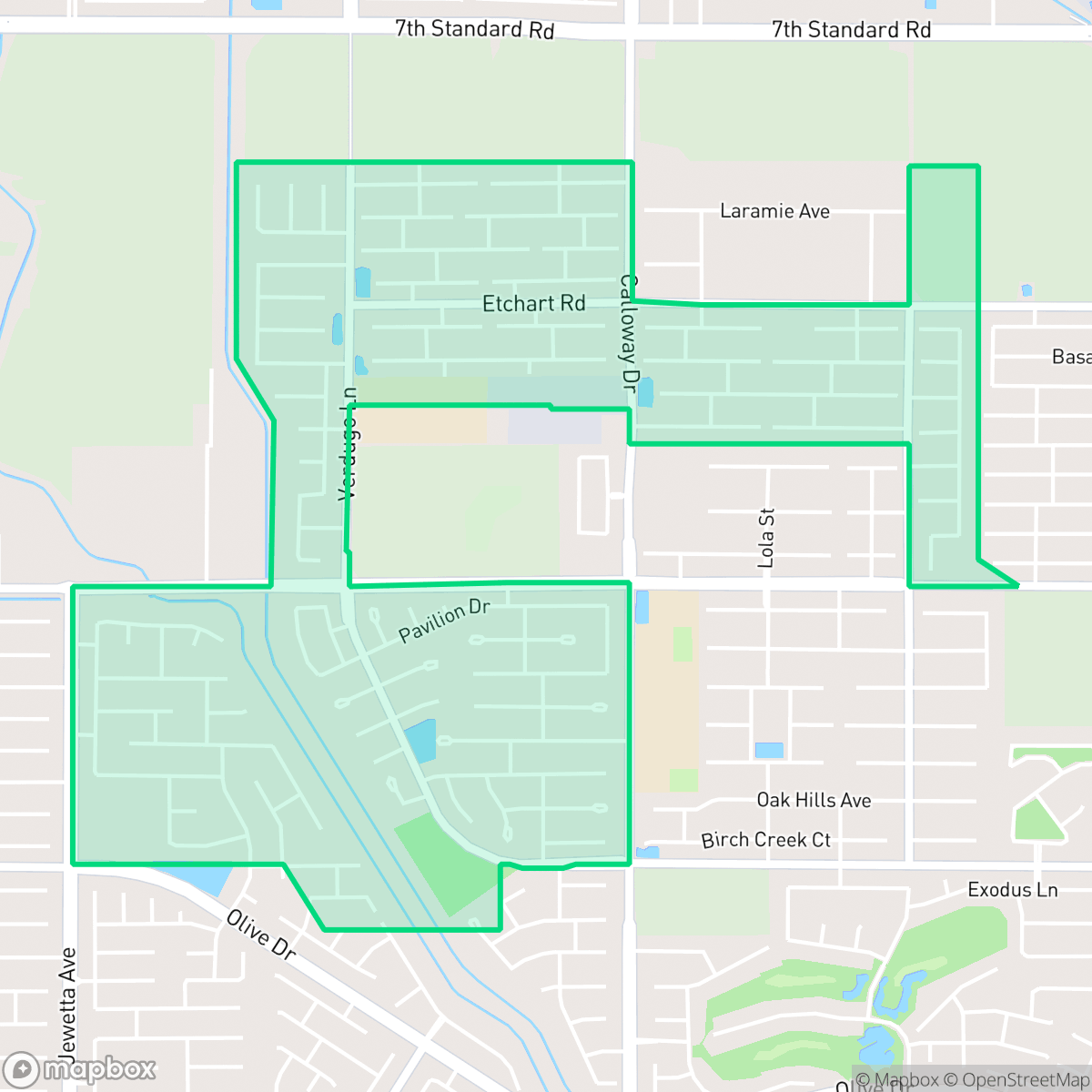 Map showing the location of Hampton Woods, Bakersfield, CA