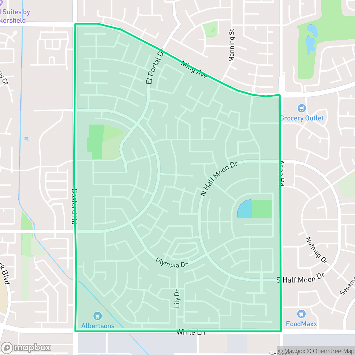 Map showing the location of Laurelglen, Bakersfield, CA