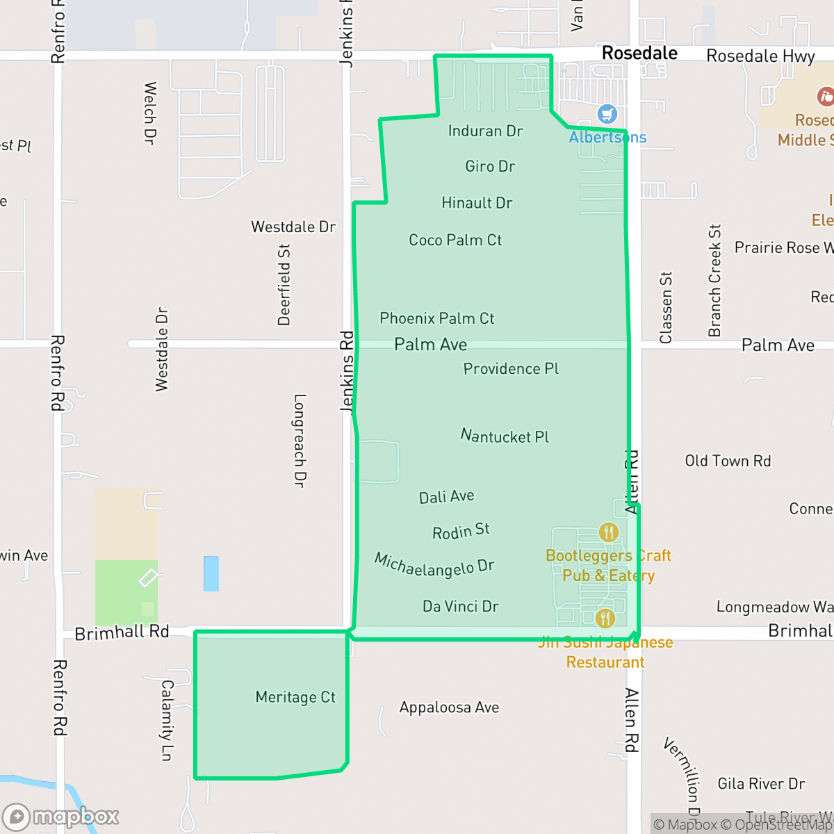 Map showing the location of Masterpiece Estates, Bakersfield, CA