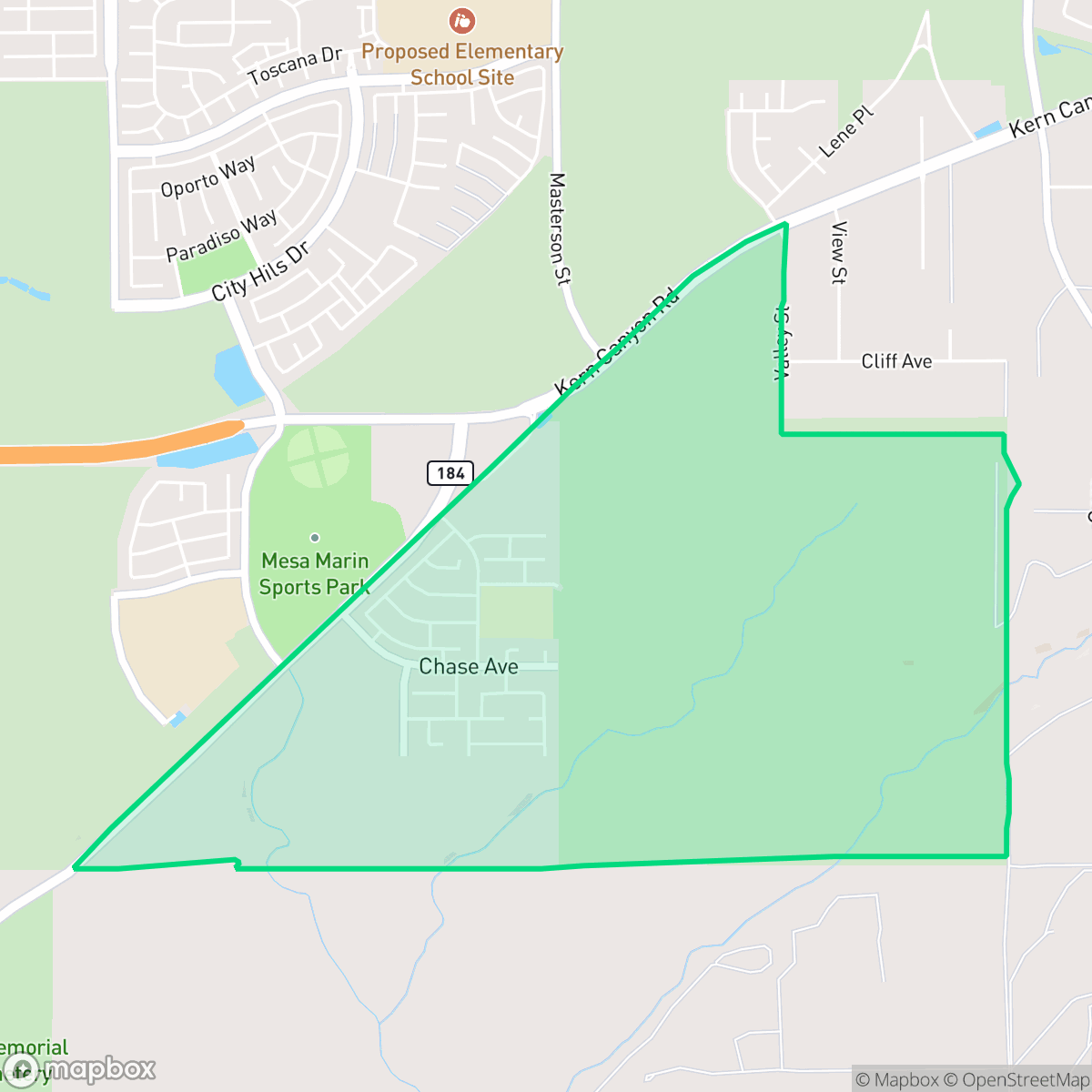 Map showing the location of Mountain Meadows, Bakersfield, CA