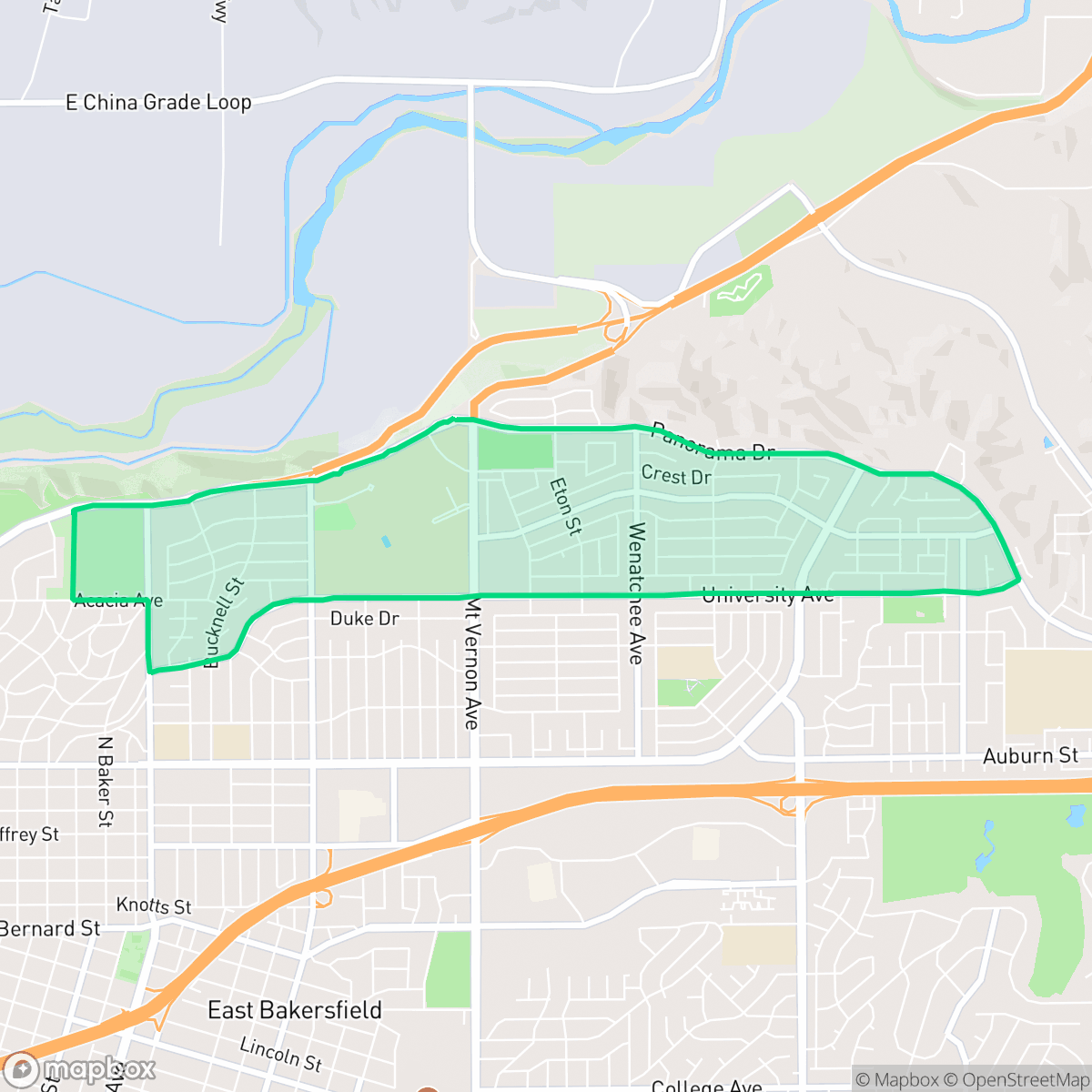 Map showing the location of Northeast Bakersfield, Bakersfield, CA