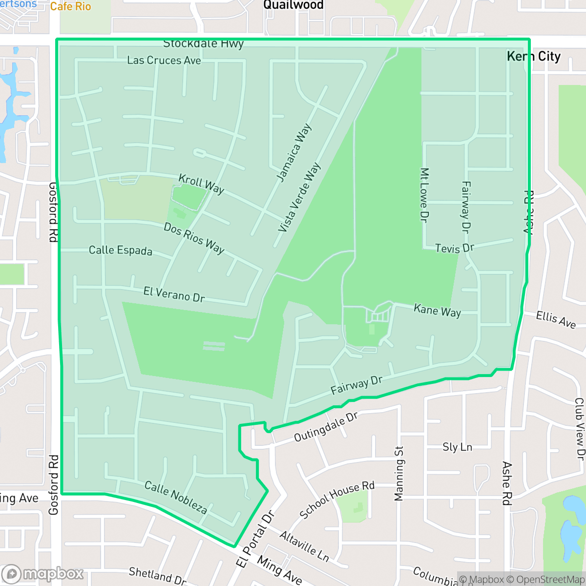 Map showing the location of Olde Stockdale, Bakersfield, CA