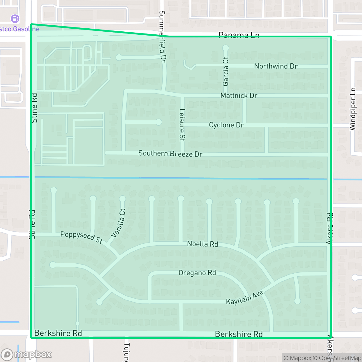 Map showing the location of Ridgeview Estates, Bakersfield, CA