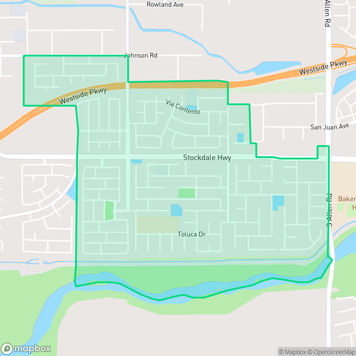 Map showing the location of Stockdale West, Bakersfield, CA