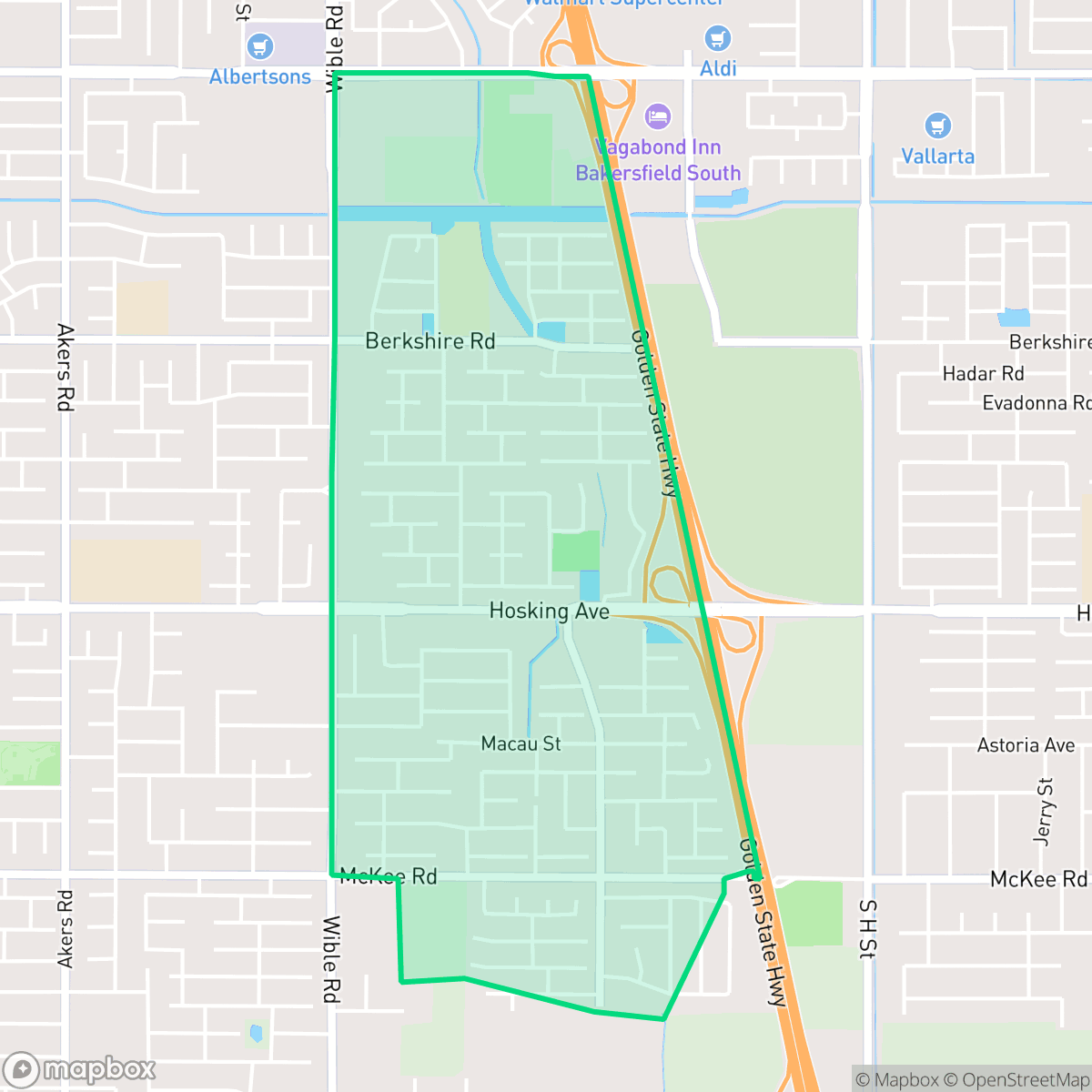 Map showing the location of Stone Meadows, Bakersfield, CA