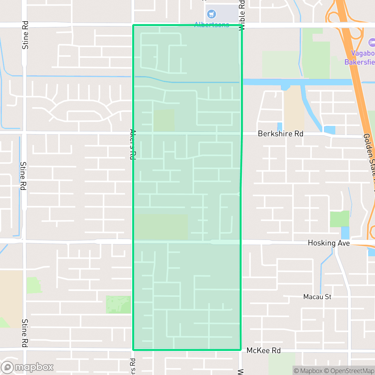 Map showing the location of Stonegate, Bakersfield, CA