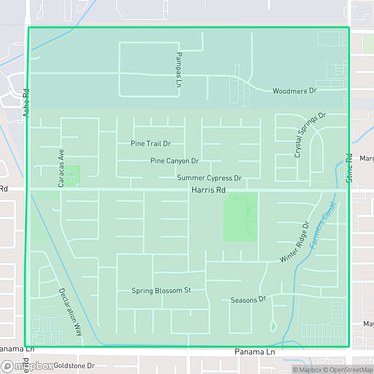 Map showing the location of The Seasons, Bakersfield, CA
