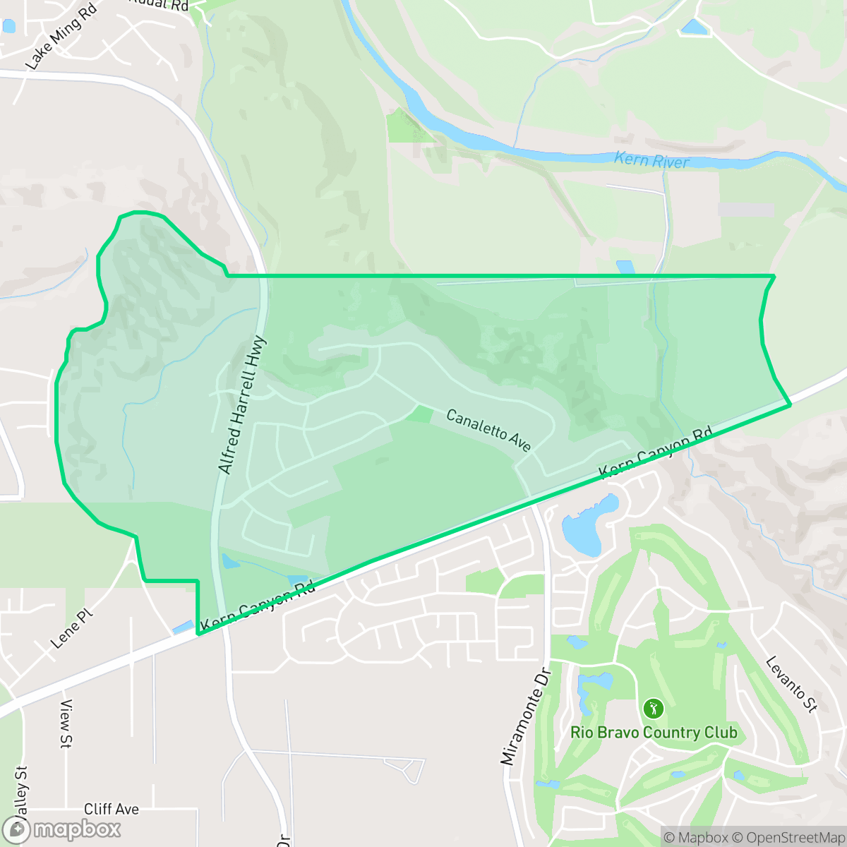 Map showing the location of Tuscany, Bakersfield, CA