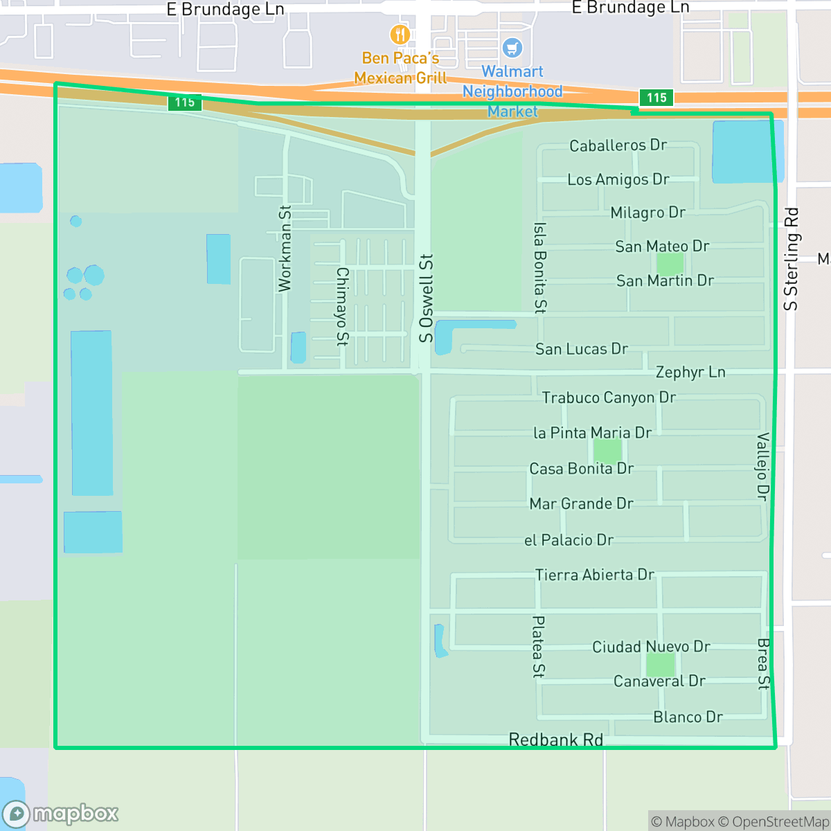 Map showing the location of Tyner Homes, Bakersfield, CA