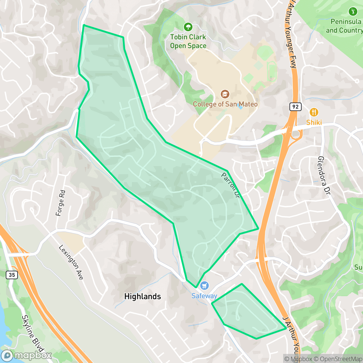 Map showing the location of Baywood Park, CA — coverage area