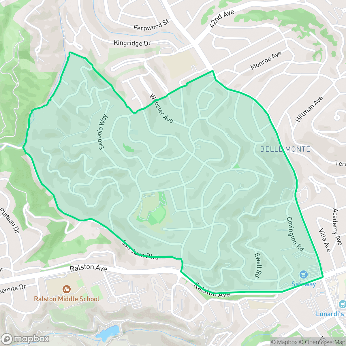 Map showing the location of Cipriani, Belmont, CA
