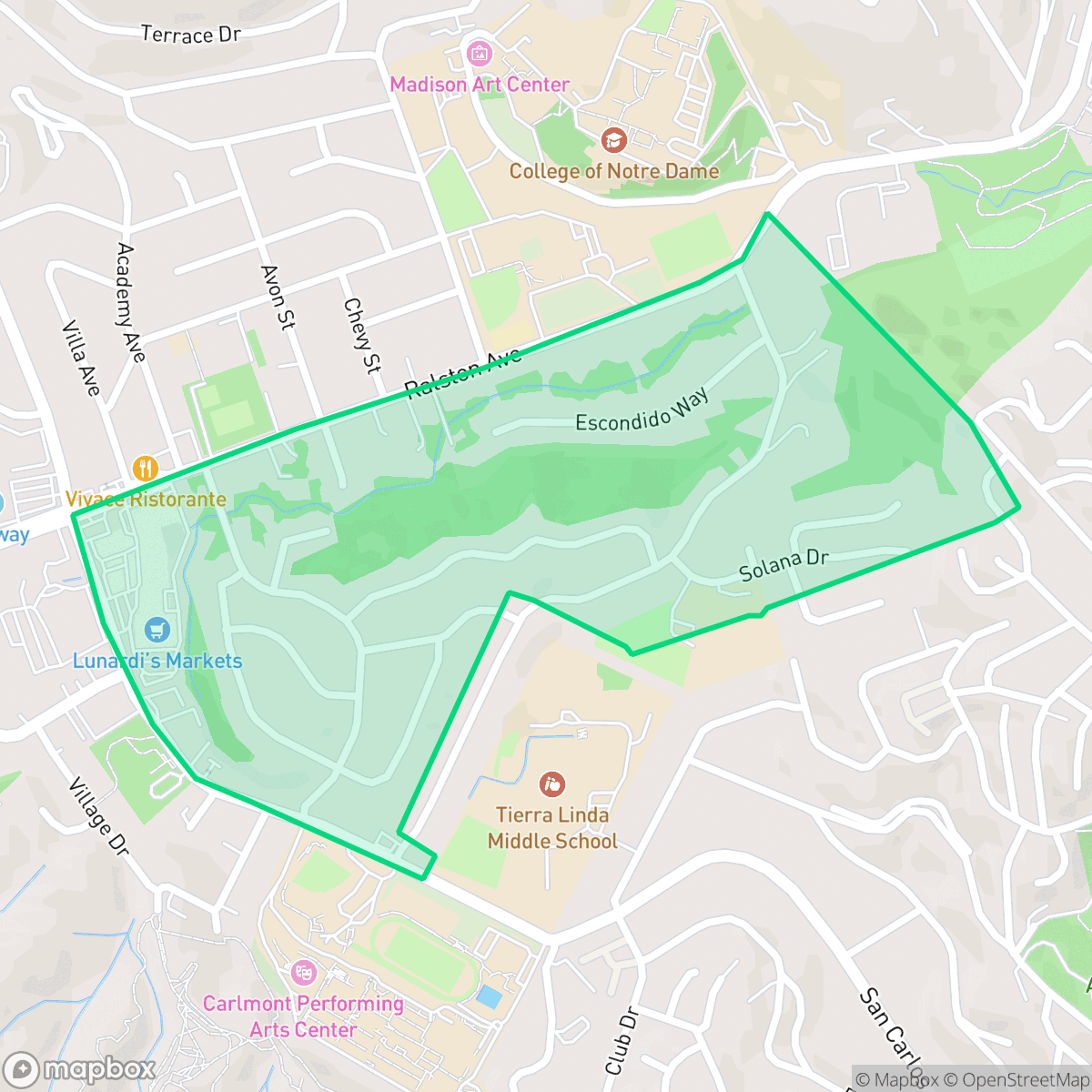 Map showing the location of McDougal, Belmont, CA