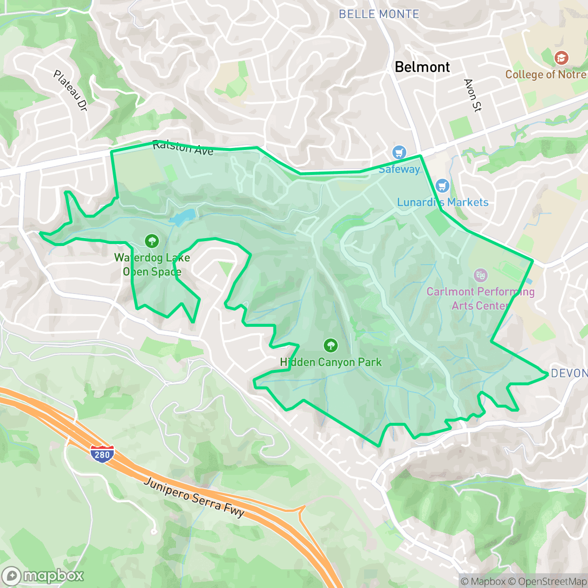 Map showing the location of Western Hills, Belmont, CA