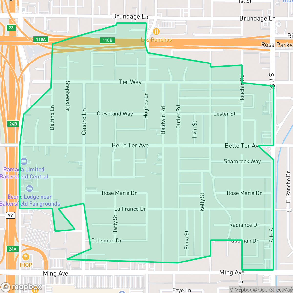 Map showing the location of Benton Park, CA — coverage area