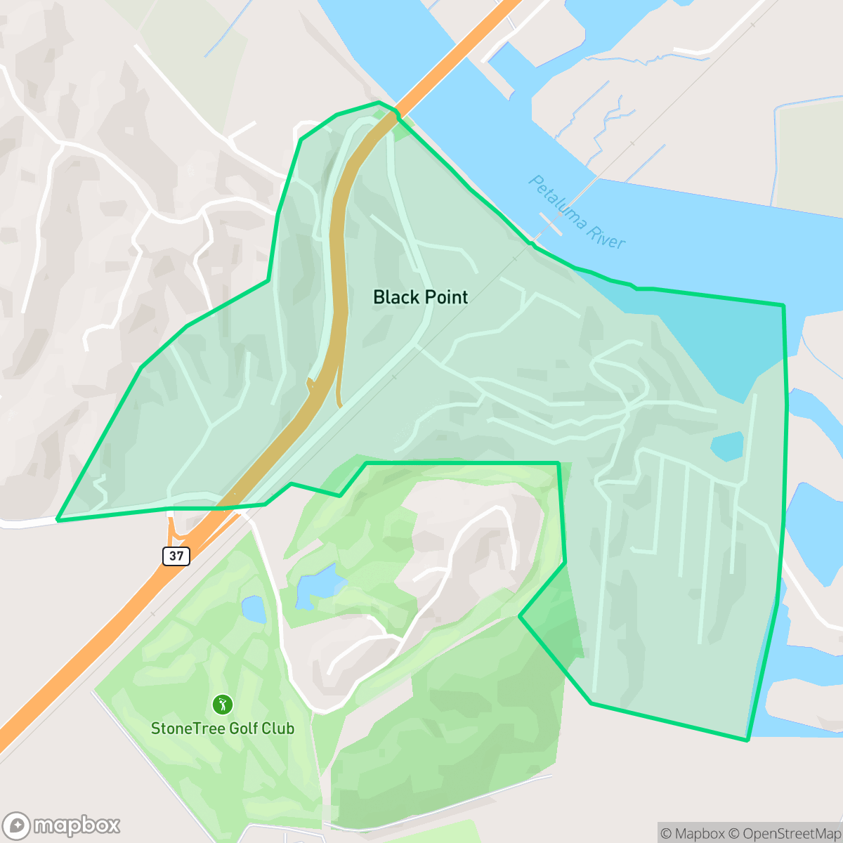 Map showing the location of Black Point, Black Point-Green Point, CA