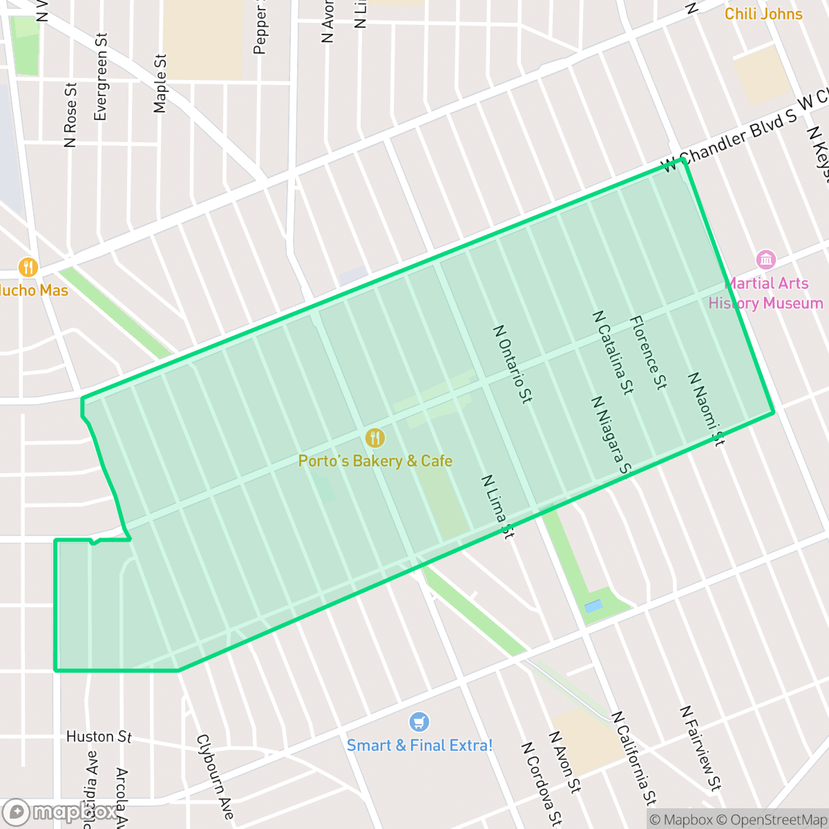 Map showing the location of Magnolia Park, Burbank, CA