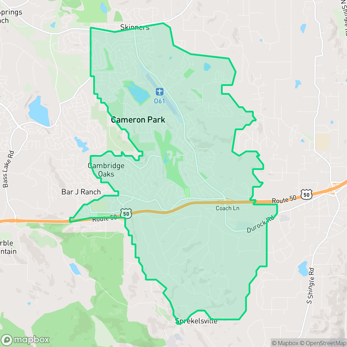 Map showing the location of Cameron Park, Cameron Park, CA