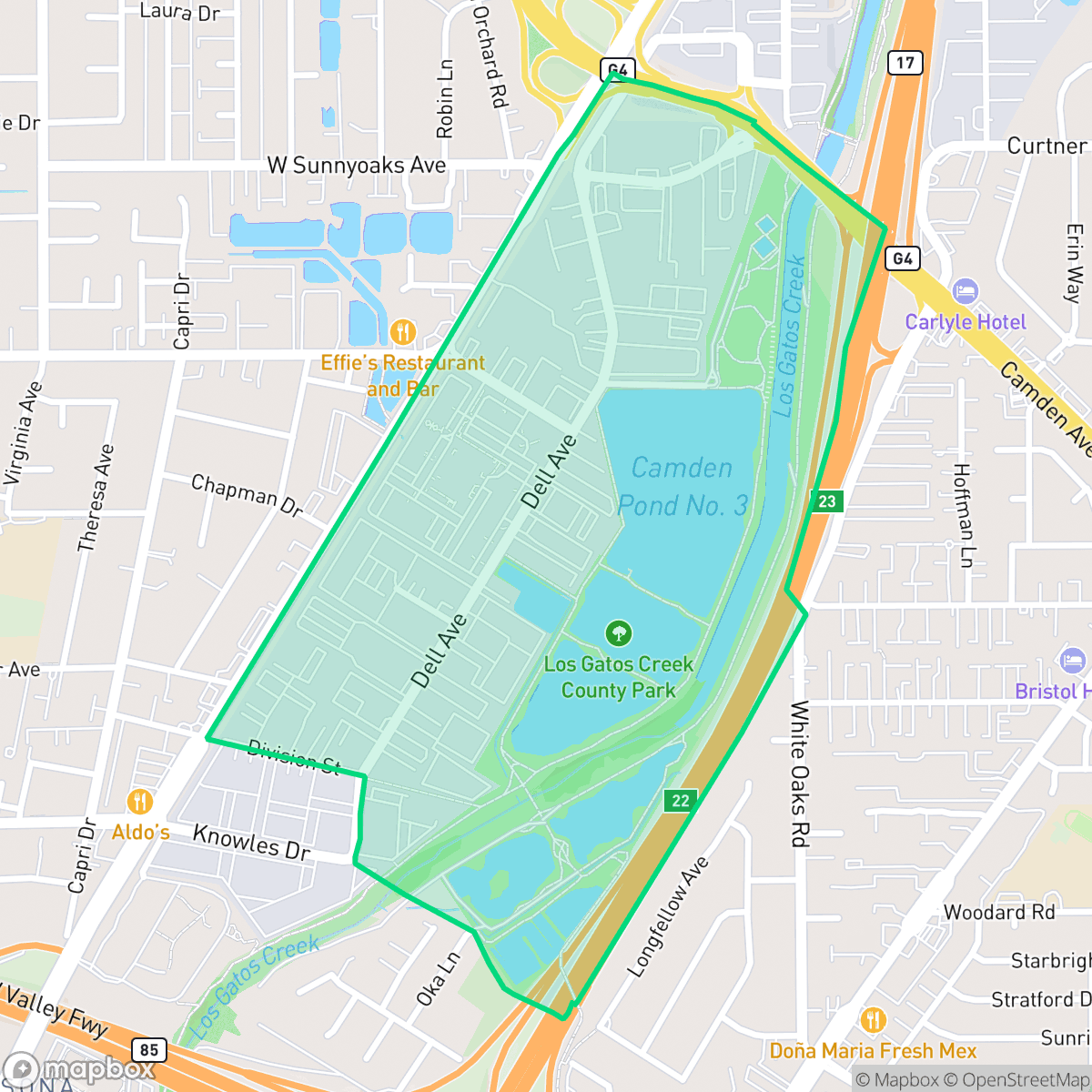 Map showing the location of Dell, Campbell, CA