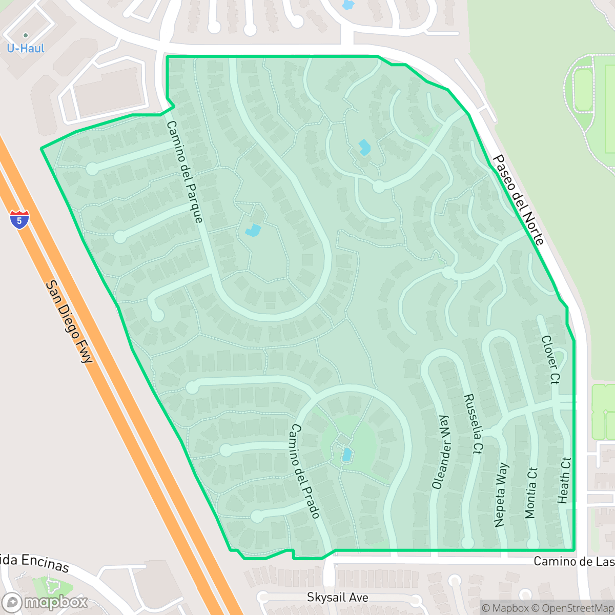 Map showing the location of Altamira, Carlsbad, CA