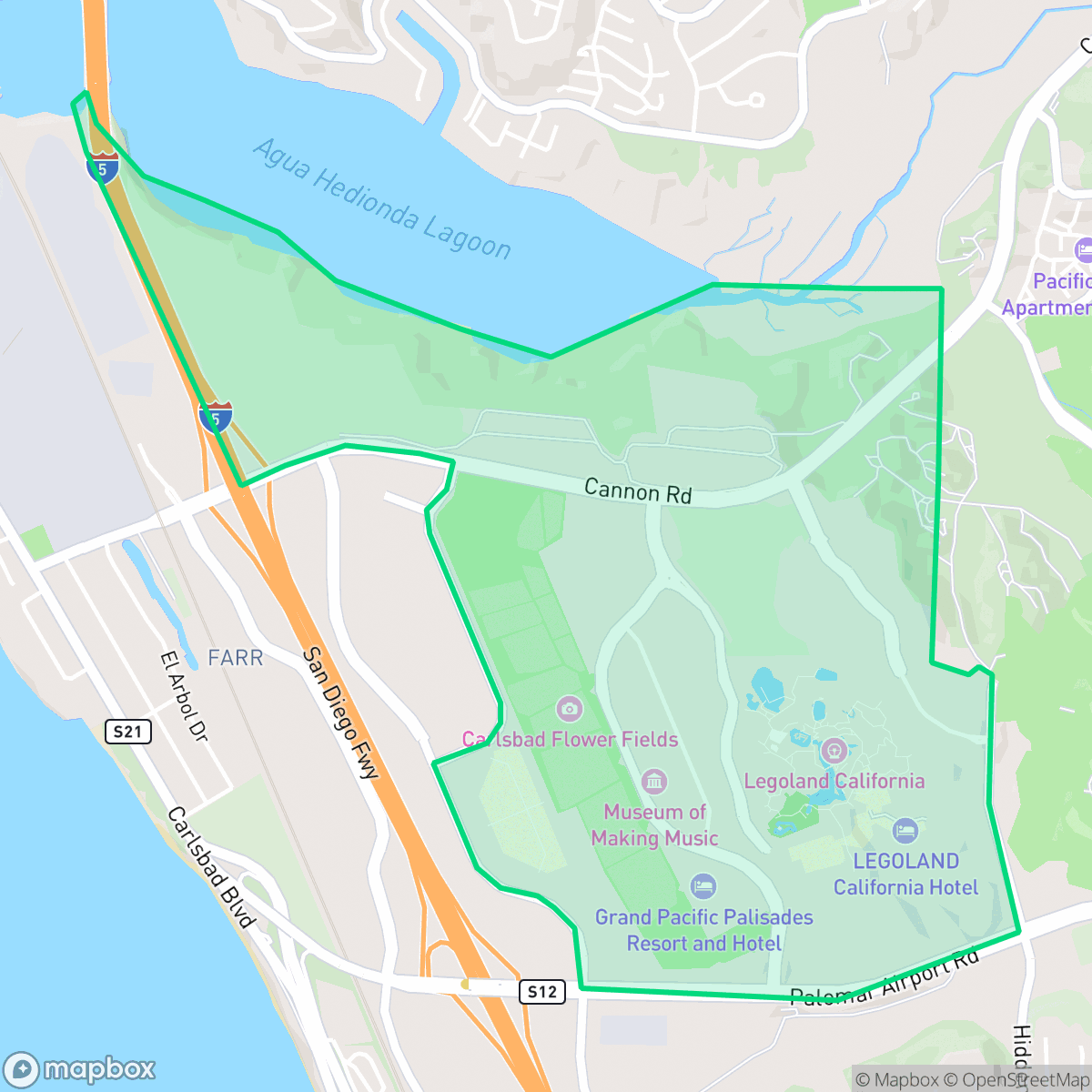 Map showing the location of Carlsbad Ranch, Carlsbad, CA