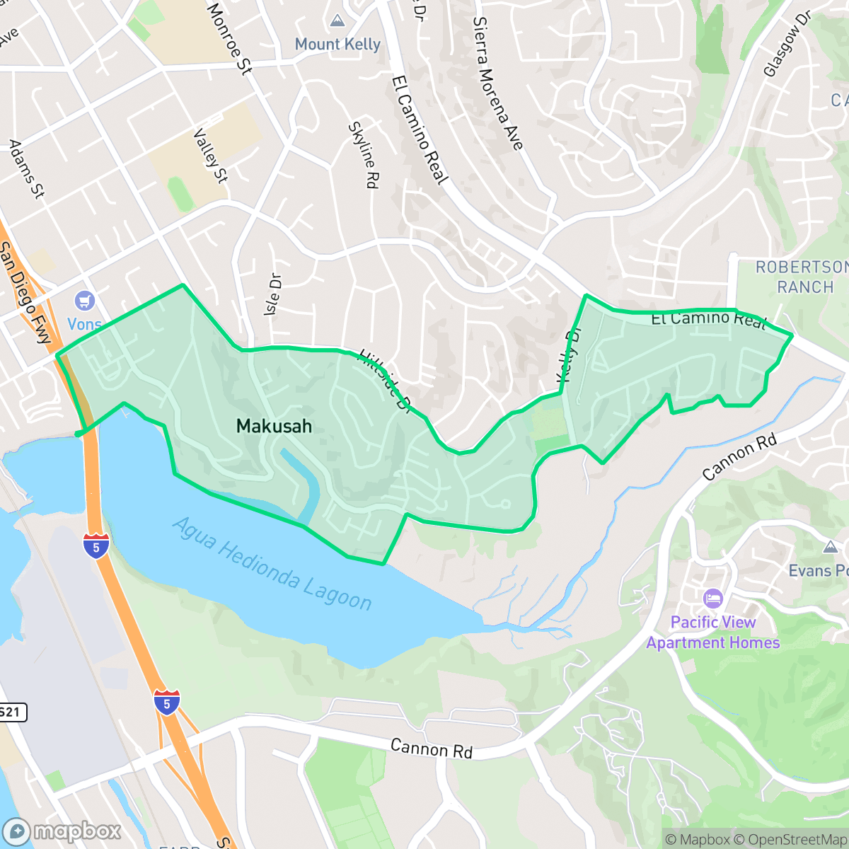 Map showing the location of Hedionda Point, Carlsbad, CA