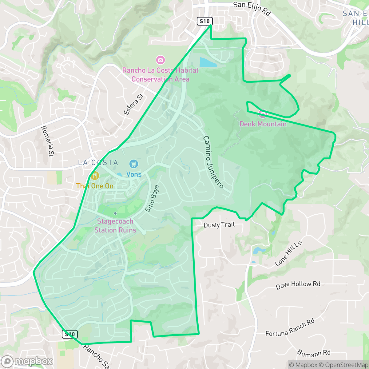 Map showing the location of La Costa Oaks, Carlsbad, CA