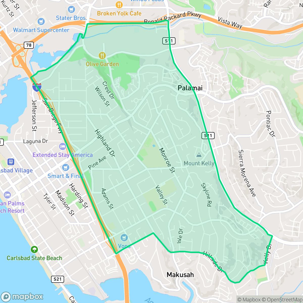 Map showing the location of Olde Carlsbad, Carlsbad, CA