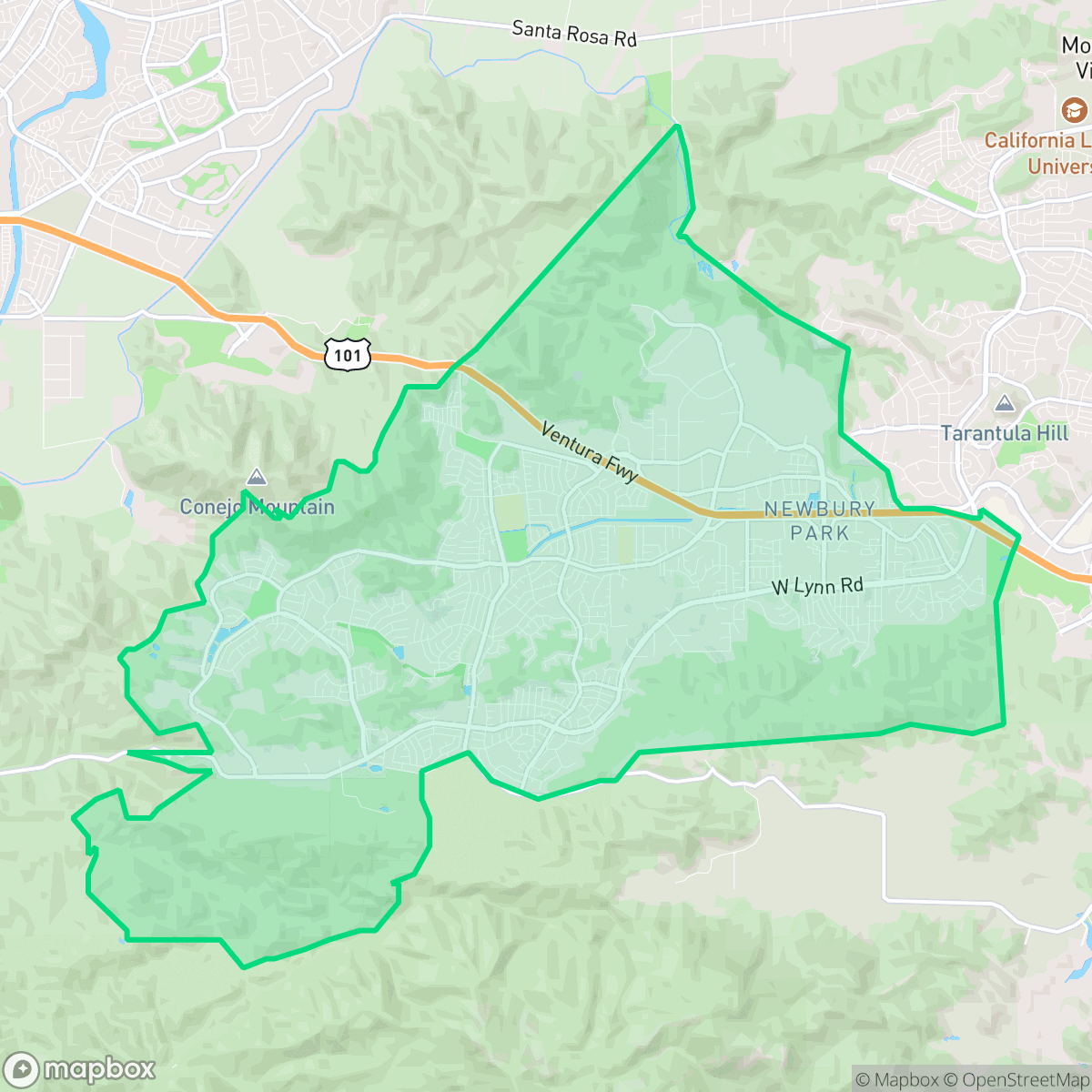 Map showing the location of Newbury Park, Casa Conejo, CA