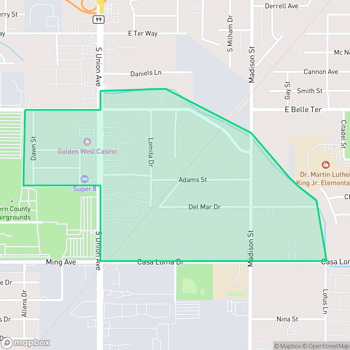 Map showing the location of Casa Loma, CA — coverage area