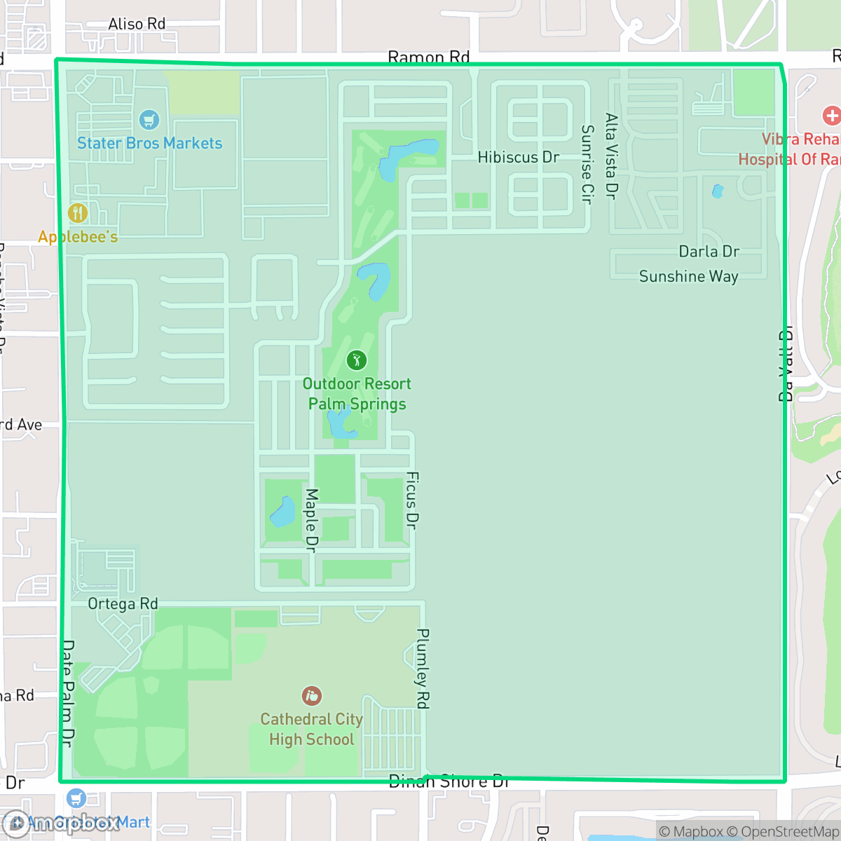 Map showing the location of Alameda, Cathedral City, CA